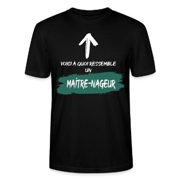 voici à quoi ressemble un maître-nageur - T-shirt bio CRAFTER Stanley Stella Unisexe - noir - Devant - Alina (178cm) & Michal (187cm)
