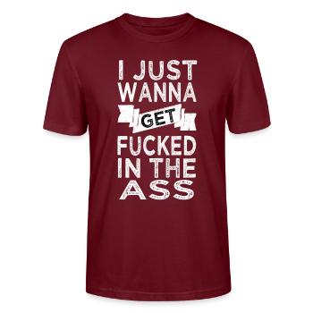Sex Spruch Anal Porno Swinger - Stanley/Stella Unisex Bio-T-Shirt CRAFTER - Burgunderrot - Vorne - Alina (178cm) & Michal (187cm)