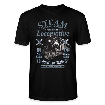 Dampflok Eisenbahn Lokführer - Stanley/Stella Unisex Bio-T-Shirt CRAFTER - Schwarz - Vorne - Alina (178cm) & Michal (187cm)
