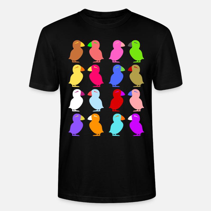 Puffin Perroquets graphiques mignons - T-shirt bio CRAFTER Stanley Stella Unisexe - noir