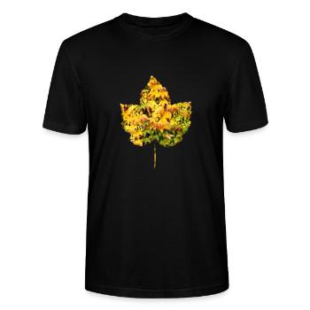 Laubblatt gefüllt mit Laub Herbst simpel, schön - Stanley/Stella Unisex Bio-T-Shirt CRAFTER - Schwarz - Vorne - Alina (178cm) & Michal (187cm)