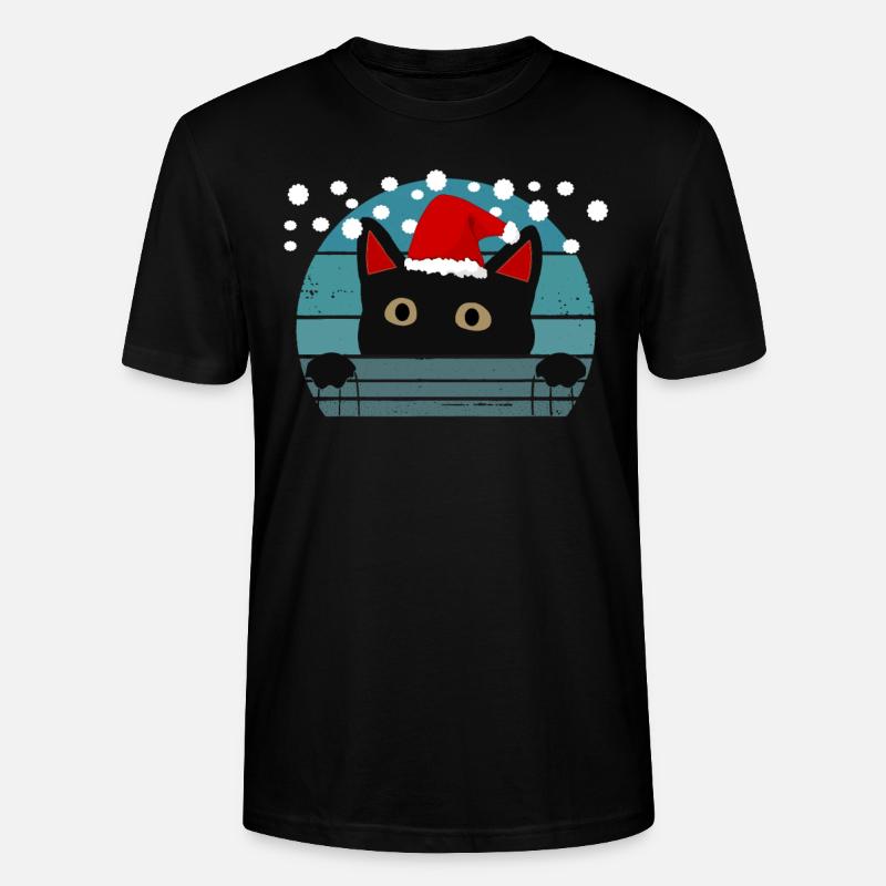 Weihnachts Katze - Stanley/Stella Unisex Bio-T-Shirt CRAFTER - Schwarz