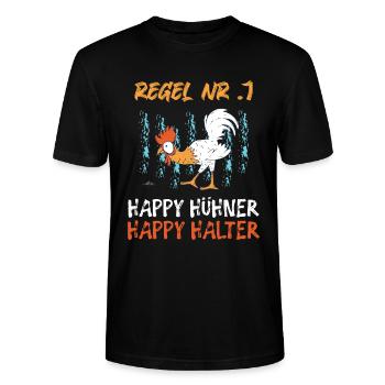 Hühner Huhn Happy Hühner Happy Halter Bauernhof - Stanley/Stella Unisex Bio-T-Shirt CRAFTER - Schwarz - Vorne - Alina (178cm) & Michal (187cm)
