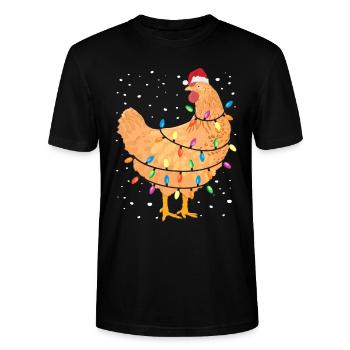 Weihnachtsbeleuchtung Baum Huhn Santa Lustige Weihnachten - Stanley/Stella Unisex Bio-T-Shirt CRAFTER - Schwarz - Vorne - Alina (178cm) & Michal (187cm)