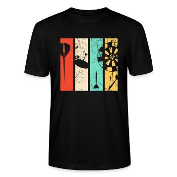 Geschenke für Dart Spieler mit Darts Motiv, - Stanley/Stella Unisex Bio-T-Shirt CRAFTER - Schwarz - Vorne - Alina (178cm) & Michal (187cm)