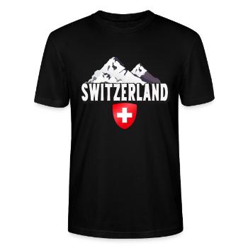 Schweiz Heimat Berge Schweizer - Stanley/Stella Unisex Bio-T-Shirt CRAFTER - Schwarz - Vorne - Alina (178cm) & Michal (187cm)