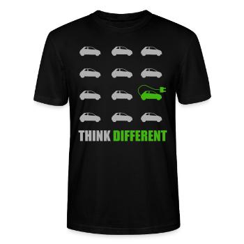 Think Different Elektroauto E-Auto Spruch I Klima - Stanley/Stella Unisex Bio-T-Shirt CRAFTER - Schwarz - Vorne - Alina (178cm) & Michal (187cm)