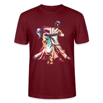 Foxtrott-Tanz - Stanley/Stella Unisex Bio-T-Shirt CRAFTER - Burgunderrot - Vorne - Alina (178cm) & Michal (187cm)