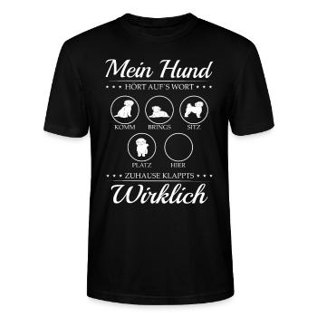 Hundeschule Hundetrainer Mein Hund Hört Aufs Wort - Stanley/Stella Unisex Bio-T-Shirt CRAFTER - Schwarz - Vorne - Alina (178cm) & Michal (187cm)
