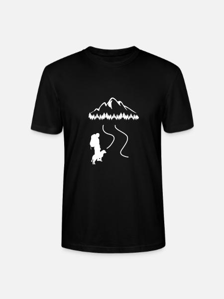 Dogs hiking mountains - Stanley/Stella CRAFTER Unisex Organic T-Shirt - black