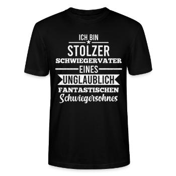 Stolzer Schwiegervater Schwiegerpapa Lustige Sprüc - Stanley/Stella Unisex Bio-T-Shirt CRAFTER - Schwarz - Vorne - Alina (178cm) & Michal (187cm)