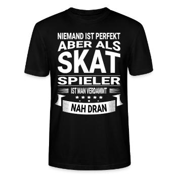Skat Kartenspiel Design für einen Skatspieler - Stanley/Stella Unisex Bio-T-Shirt CRAFTER - Schwarz - Vorne - Alina (178cm) & Michal (187cm)