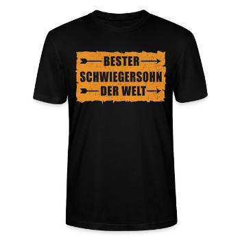 Bester Schwiegersohn Geschenk | Schwiegersöhne - Stanley/Stella Unisex Bio-T-Shirt CRAFTER - Schwarz - Vorne - Alina (178cm) & Michal (187cm)