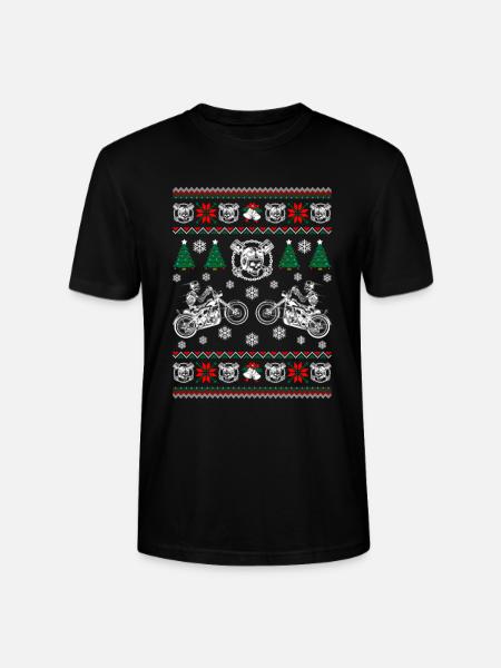 Biker Ugly Christmas - Stanley/Stella CRAFTER Unisex Organic T-Shirt - black