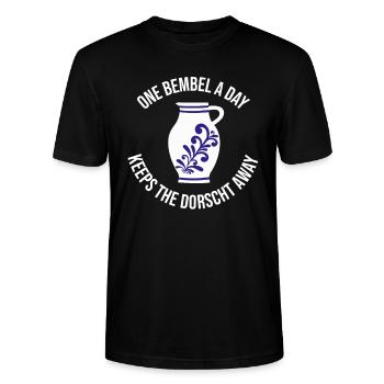 Bembel Most Krug Apfelwein-Krug Geschenk - Stanley/Stella Unisex Bio-T-Shirt CRAFTER - Schwarz - Vorne - Alina (178cm) & Michal (187cm)