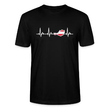 Österreich Flagge Herzlinie Austria - Stanley/Stella Unisex Bio-T-Shirt CRAFTER - Schwarz - Vorne - Alina (178cm) & Michal (187cm)