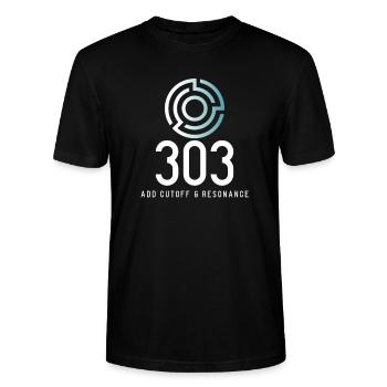 303 add cutoff & resonance Logo - Stanley/Stella Unisex Bio-T-Shirt CRAFTER - Schwarz - Vorne - Alina (178cm) & Michal (187cm)