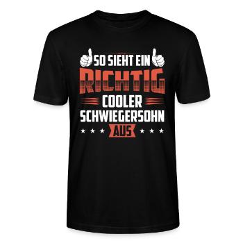 Schwiegersöhne Schwiegersohn Geschenk Geschenkidee - Stanley/Stella Unisex Bio-T-Shirt CRAFTER - Schwarz - Vorne - Alina (178cm) & Michal (187cm)