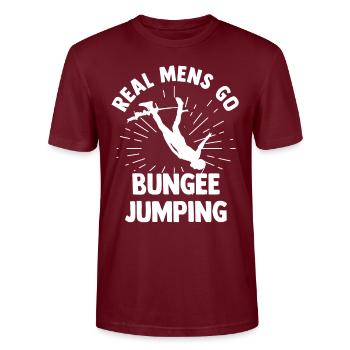 Bungee jumping - Stanley/Stella CRAFTER Unisex Organic T-Shirt - burgundy - Front - Alina (178cm) & Michal (187cm)