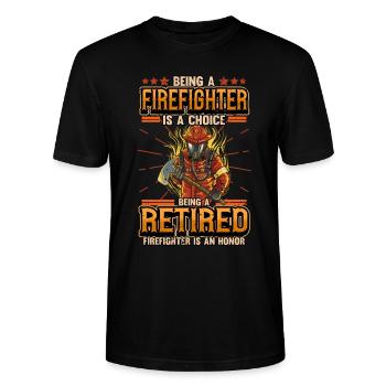 Fire Department Retirement Pension Gift - Stanley/Stella CRAFTER Unisex Organic T-Shirt - black - Front - Alina (178cm) & Michal (187cm)