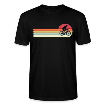 Funny Cycling Shirt, Retro Vintage Cycling Gift fo - Stanley/Stella CRAFTER Unisex Organic T-Shirt - black - Front - Alina (178cm) & Michal (187cm)