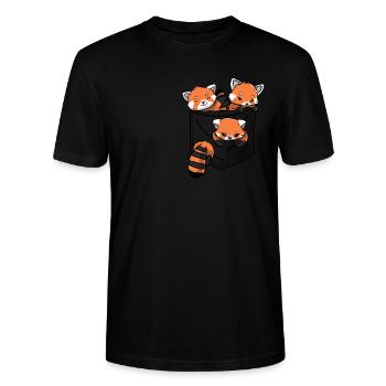 Poche de la faune du panda rouge - T-shirt bio CRAFTER Stanley Stella Unisexe - noir - Devant - Alina (178cm) & Michal (187cm)