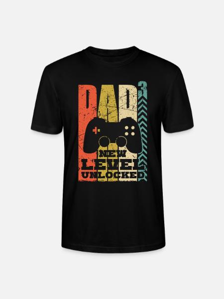 dreifacher Papa Gamer Vater 3 Kinder Retro Zocker - Stanley/Stella Unisex Bio-T-Shirt CRAFTER - Schwarz