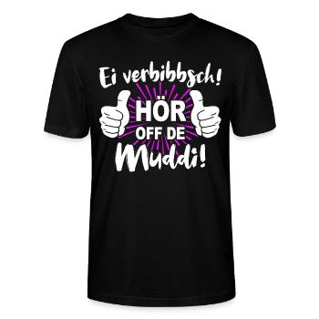 Hör off de Muddi Sächsisch Sachsen Verbibbsch - Stanley/Stella Unisex Bio-T-Shirt CRAFTER - Schwarz - Vorne - Alina (178cm) & Michal (187cm)