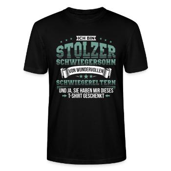 Schwiegersohn Geschenk Schwiegersöhne - Stanley/Stella Unisex Bio-T-Shirt CRAFTER - Schwarz - Vorne - Alina (178cm) & Michal (187cm)