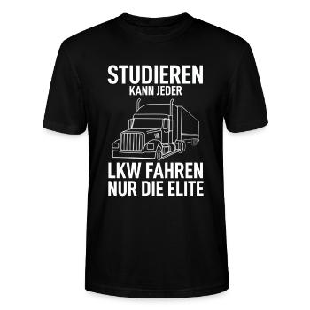 Studieren Kann Jeder LKW Fahren Nur Die Elite - Stanley/Stella Unisex Bio-T-Shirt CRAFTER - Schwarz - Vorne - Alina (178cm) & Michal (187cm)