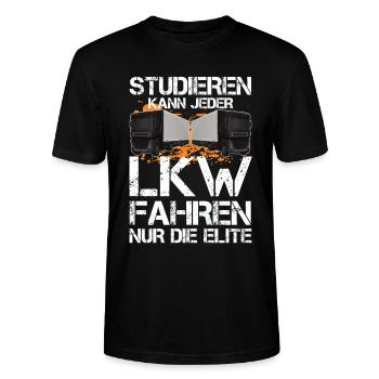 Studieren Kann Jeder LKW Fahren Nur Die Elite - Stanley/Stella Unisex Bio-T-Shirt CRAFTER - Schwarz - Vorne - Alina (178cm) & Michal (187cm)