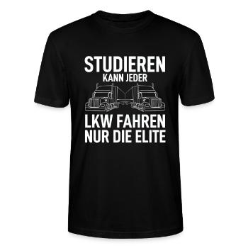 Studieren Kann Jeder LKW Fahren Nur Die Elite - Stanley/Stella Unisex Bio-T-Shirt CRAFTER - Schwarz - Vorne - Alina (178cm) & Michal (187cm)