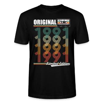 Né en 1991 Edition limitée rétro - T-shirt bio CRAFTER Stanley Stella Unisexe - noir - Devant - Alina (178cm) & Michal (187cm)
