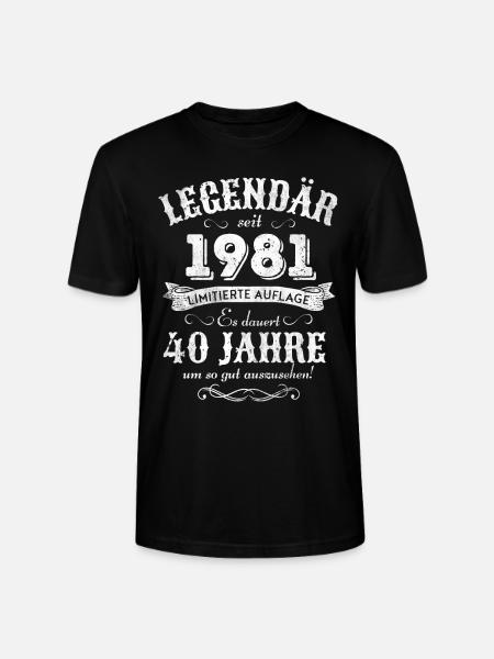 40. Geburtstag Legendär seit 1981 Retro - Stanley/Stella Unisex Bio-T-Shirt CRAFTER - Schwarz