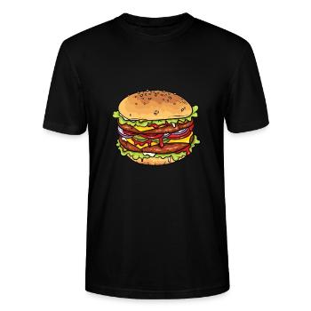 Burger - Stanley/Stella Unisex Bio-T-Shirt CRAFTER - Schwarz - Vorne - Alina (178cm) & Michal (187cm)
