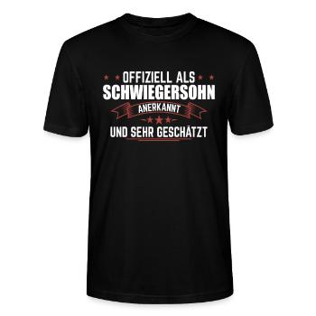 Schwiegersohn Geschenk | Schwiegersöhne Geburtstag - Stanley/Stella Unisex Bio-T-Shirt CRAFTER - Schwarz - Vorne - Alina (178cm) & Michal (187cm)