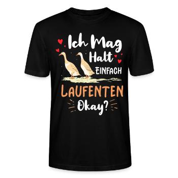 Laufente Laufenten Enten Geschenk - Stanley/Stella Unisex Bio-T-Shirt CRAFTER - Schwarz - Vorne - Alina (178cm) & Michal (187cm)