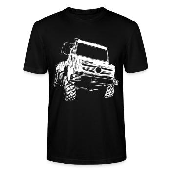 Unimog , Nutzfahrzeug, Lkw, Unimog 406, Traktor - Stanley/Stella Unisex Bio-T-Shirt CRAFTER - Schwarz - Vorne - Alina (178cm) & Michal (187cm)