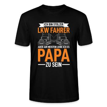 Truck Driver & Dad - Stanley/Stella CRAFTER Unisex Organic T-Shirt - black - Front - Alina (178cm) & Michal (187cm)