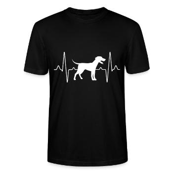 Hunde Herzschlag - Stanley/Stella Unisex Bio-T-Shirt CRAFTER - Schwarz - Vorne - Alina (178cm) & Michal (187cm)