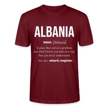 Albania - Stanley/Stella CRAFTER Unisex Organic T-Shirt - burgundy - Front - Alina (178cm) & Michal (187cm)