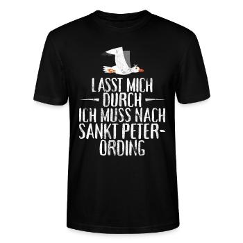 Lasst mich durch ich muss nach Sankt Peter Ording - Stanley/Stella Unisex Bio-T-Shirt CRAFTER - Schwarz - Vorne - Alina (178cm) & Michal (187cm)