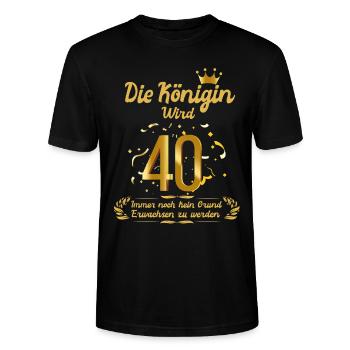 Königin wird 40 - 40.Geburtstag 1981 Frau - Stanley/Stella Unisex Bio-T-Shirt CRAFTER - Schwarz - Vorne - Alina (178cm) & Michal (187cm)