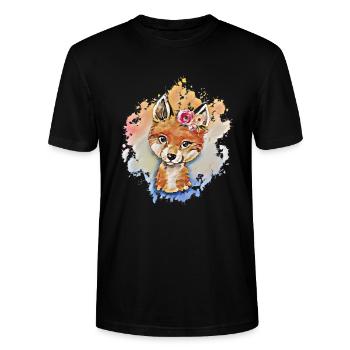 Fox - Stanley/Stella CRAFTER Unisex Organic T-Shirt - black - Front - Alina (178cm) & Michal (187cm)