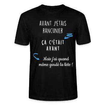 Avant j'étais rancunier - T-shirt bio CRAFTER Stanley Stella Unisexe - noir - Devant - Alina (178cm) & Michal (187cm)