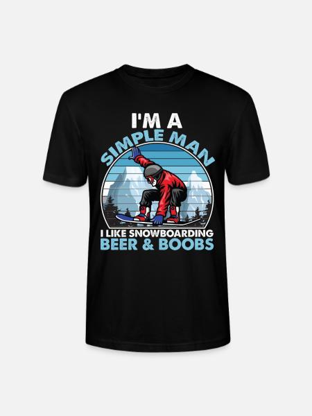 I Like Snowboarding Beer & Boobs - Stanley/Stella CRAFTER Unisex Organic T-Shirt - black
