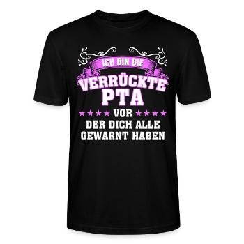 Verrückte PTA Spruch - Stanley/Stella Unisex Bio-T-Shirt CRAFTER - Schwarz - Vorne - Alina (178cm) & Michal (187cm)