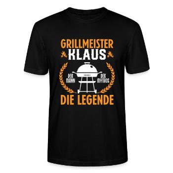 Grillmeister Klaus Grillen Grillsaison Geschenk - Stanley/Stella Unisex Bio-T-Shirt CRAFTER - Schwarz - Vorne - Alina (178cm) & Michal (187cm)