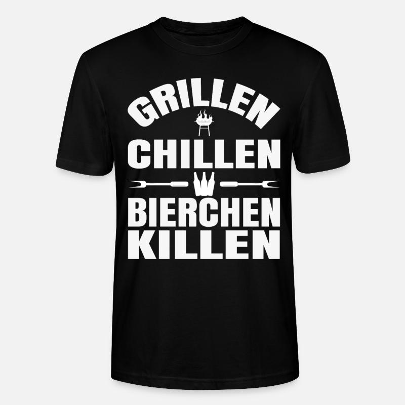 Grillen Chillen Bierchen Killen Grillgeschenk - Stanley/Stella Unisex Bio-T-Shirt CRAFTER - Schwarz