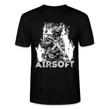 Airsoft /Softair / Softgun / AEG Airsoft Milsim - Stanley/Stella Unisex Bio-T-Shirt CRAFTER - Schwarz - Vorne - Alina (178cm) & Michal (187cm)